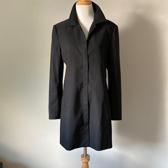 Slates Janet Howard Black Lightweight Overcoat Trench Size Small - Picture 4 of 11